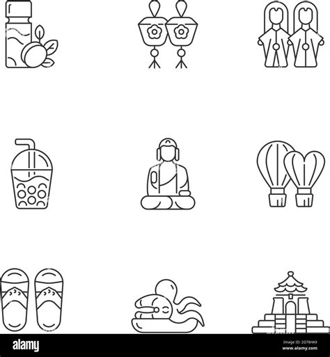 Traditional Taiwanese Linear Icons Set Stock Vector Image And Art Alamy