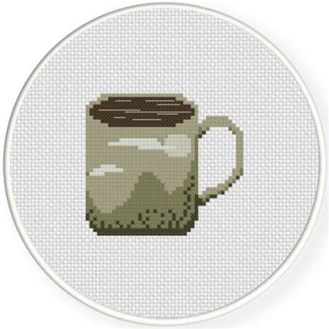 Mountain Coffee Mug Cross Stitch Pattern – Daily Cross Stitch