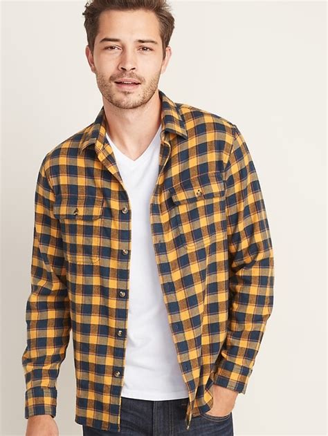 Regular Fit Built In Flex Plaid Flannel Shirt For Men Old Navy