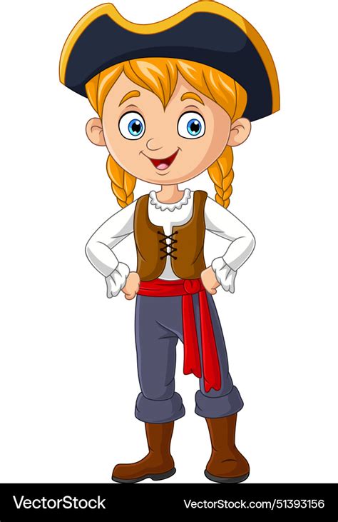 Cartoon Happy Pirate Girl With Hand On Her Waist Vector Image