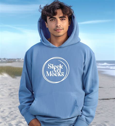 Light Blue Gildan 18500 Hoodie Mockup Blue Sweatshirt Mockup Male