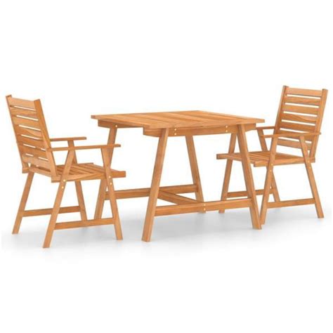 Juego de comedor para jardín 3 piezas madera maciza de acacia