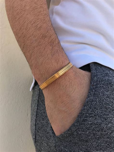 Mens Gold Cuff Bracelet