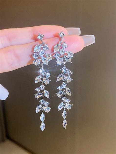 Rhinestone Decor Drop Earrings Shein Uk