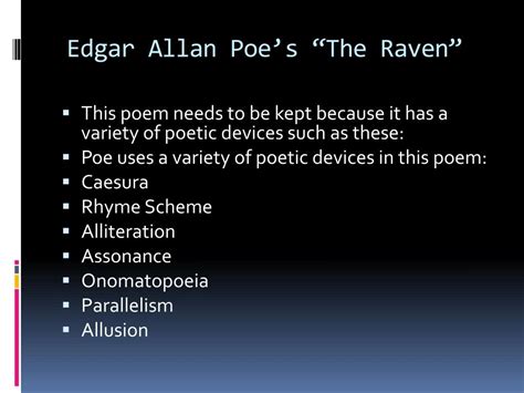 PPT Poetic Devices In The Raven PowerPoint Presentation Free