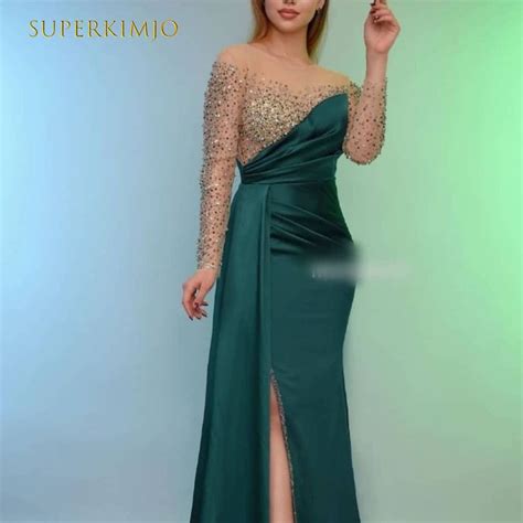 131 6US 30 OFF SuperKimJo Robe Longue Beaded Green Evening Dresses