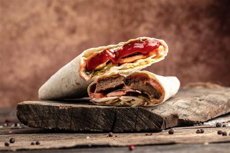 Kebab Pita Gyros Shaurma Wrap Sandwich Stuffed With Cutlet From