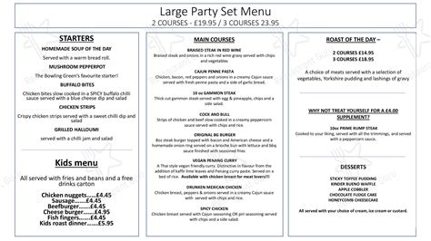 Menu At The Bowling Green Leigh Ltd Pub And Bar Leigh