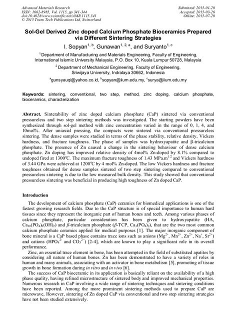 Sol Gel Derived Zinc Doped Calcium Phosphate Bioceramics Prepared Via