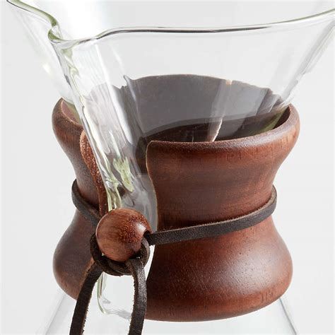 Chemex 6 Cup Glass Pour Over Coffee Maker With Dark Wood Collar Reviews Crate And Barrel