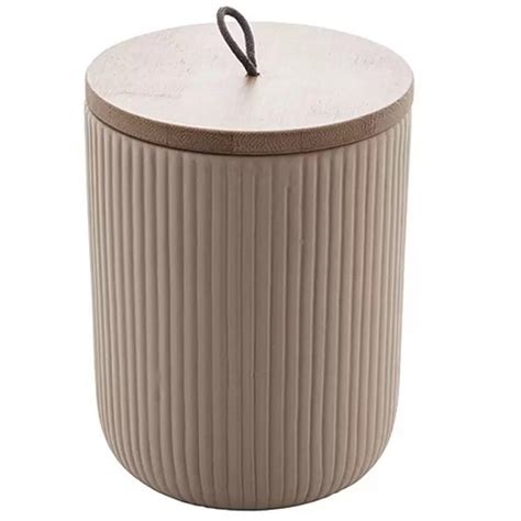 Pote Decorativo Ceramica Tampa Bambu C Pegador Lines X Cm Lyor