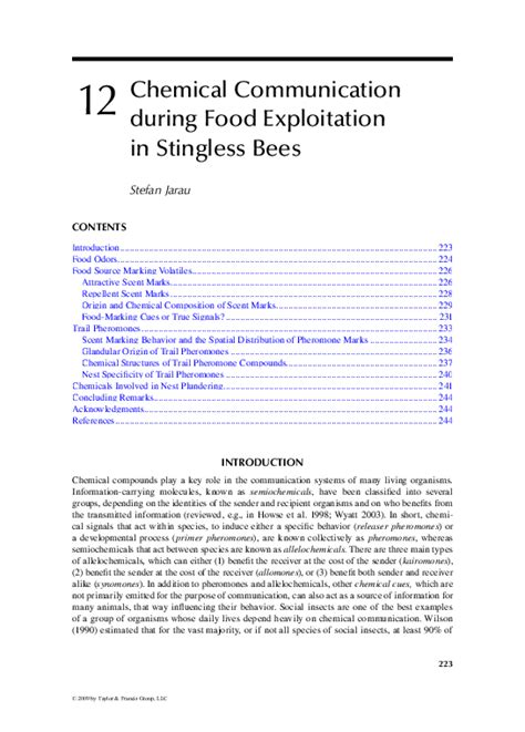 Pdf 12 Chemical Communication During Food Exploitation In Stingless