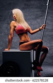 Sexy Blonde Fitness Model Posing Barbell Stock Photo 1022313310 Shutterstock
