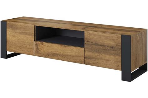 Szafka RTV Komoda WOOD 180 cm dąb wotan antracyt Arena pl