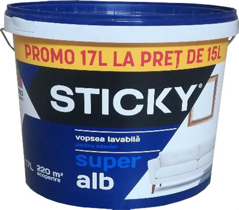 Varuri Vopsea Lavabila Interior Sticky Alb 15 L 106 Olint