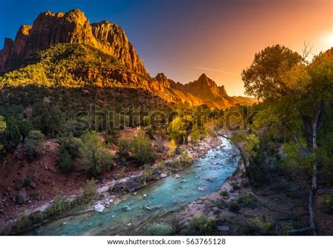 Zion National Park Fall Colors Sunset Stock Photo (Edit Now) 563765128