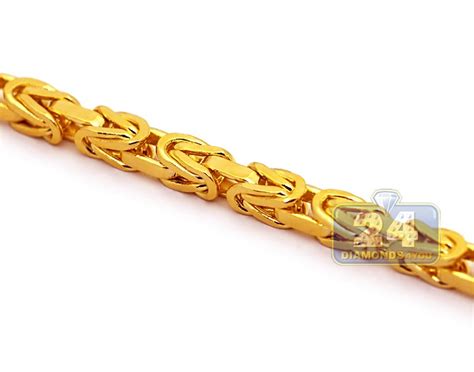 Italian 14k Yellow Gold Solid Byzantine Mens Chain 35 Mm