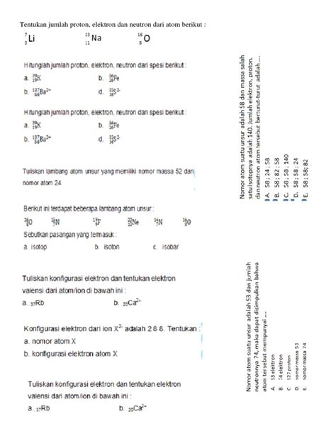 Jumlah Proton Elektron Dan Neutron Dalam Unsur Berbagai Unsur