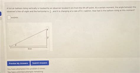 Solved A Hot Air Balloon Rising Vertically Is Tracked By An Chegg