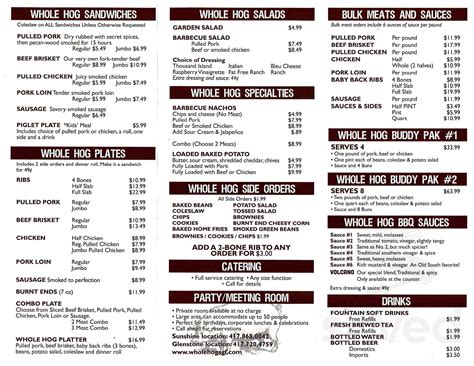 Menu Springfield Mos Whole Hog Café Sirved