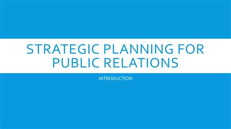 Strategic Planning For Public Relations Ppt