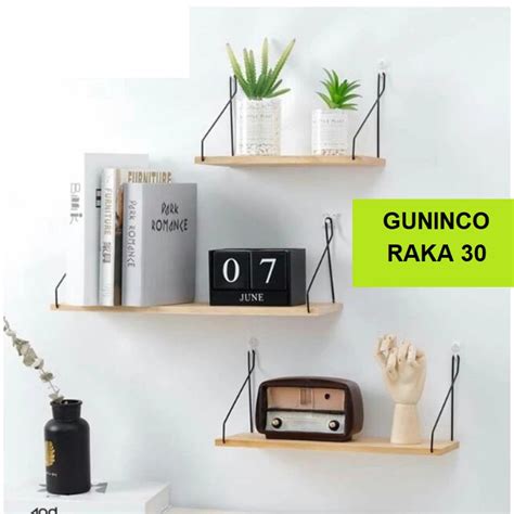 Jual Guninco Raka Rak Dinding Tempel Kayu Besi Hanging Shopee