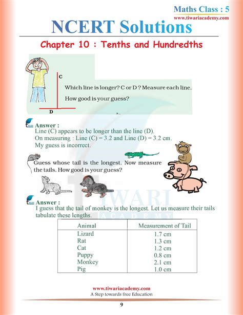 Ncert Solutions For Class 5 Maths Chapter 10 Tenths And Hundredths