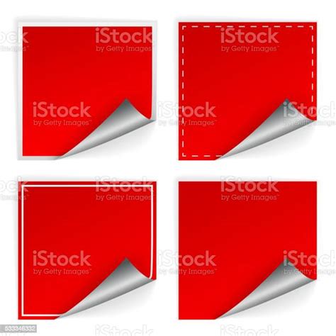 Stiker Persegi Merah Kosong Dengan Set Ikal Ilustrasi Stok Unduh