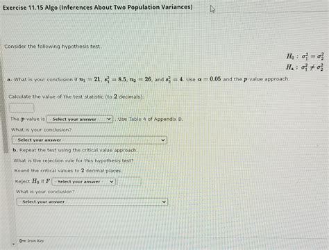 Solved Exercise 11 15 Algo Inferences About Two Population Chegg