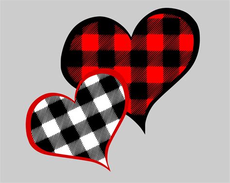 Buffalo Plaid Hearts Svg Farmhouse Valentine Svg Valentine Etsy