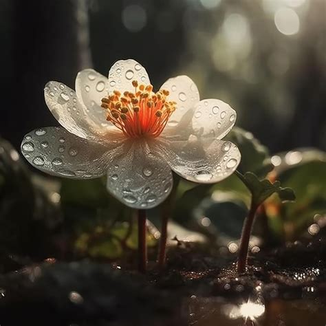 Premium Ai Image A White Flower With Water Droplets On It