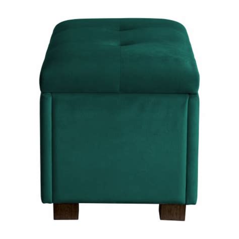 Corliving Velvet Ottoman With Storage Dark Green Unit Kroger