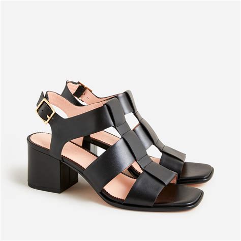 J Crew Dylan Fisherman Block Heel Sandals In Leather In Black Lyst