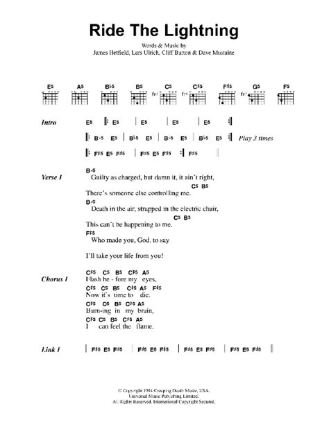 Ride The Lightning by Metallica - Guitar Chords/Lyrics - Guitar Instructor