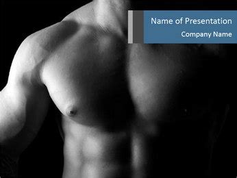 Nude Male Bodybuilder Portrait Showcasing Muscular Physique PowerPoint Template Backgrounds
