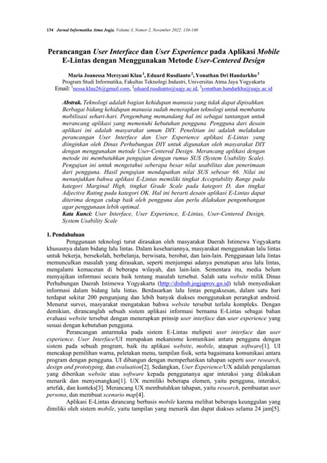 Pdf Perancangan User Interface Dan User Experience Pada Aplikasi Mobile E Lintas Dengan