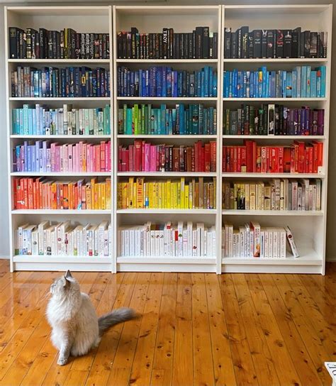 Rainbow Bookshelf | Bookshelf organization, Home library design, Bookshelf inspiration