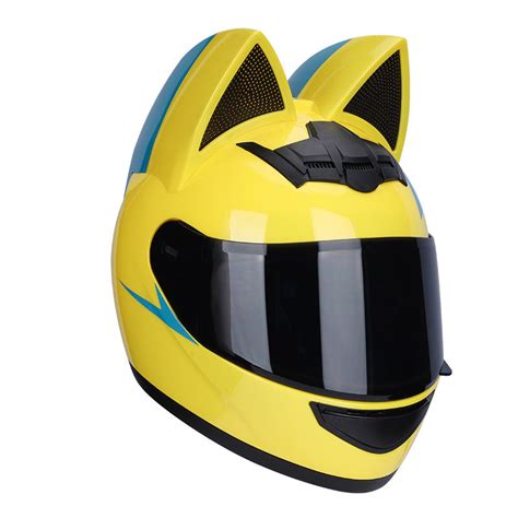 Women Cat Ears Motorcycle Helmet Biker Forward