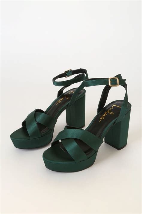 Selah Emerald Green Satin Ankle Strap Heels Ankle Strap Heels Strap