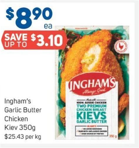 Ingham S Garlic Butter Chicken Kiev G Offer At Foodland