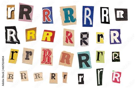 Letter R Retro Magazine Newspaper Cutout Letter Stock Illustration