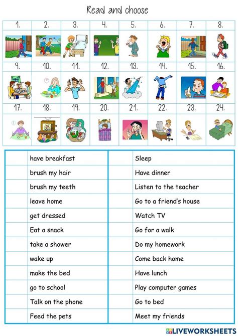 Read And Number Daily Routine Worksheet En 2024 Apprendre Langlais