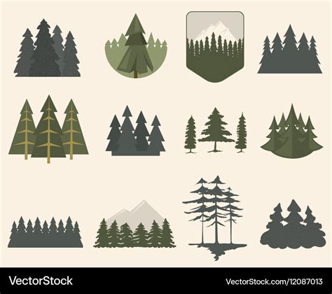 Forest tree silhouette set Royalty Free Vector Image