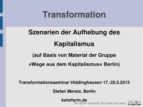 Transformation Szenarien Der Aufhebung Des Kapitalismus Ppt Herunterladen