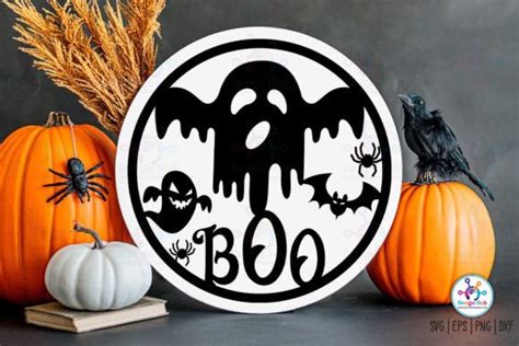 Halloween Boo Svg Round Sign Laser Graphic By Designhub103 · Creative