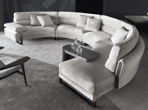 Curved Sectional Sofa Leather Baci Living Room