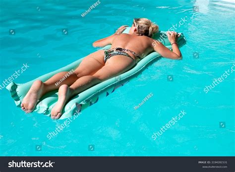 Blond Woman Blue Bikini Pool Images Stock Photos Vectors