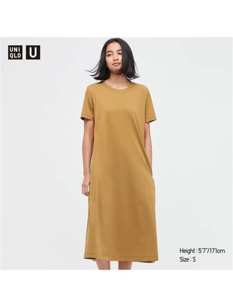 Buy Uniqlo U Airism Cotton Short Sleeve Long Flare Dress Online Topofstyle