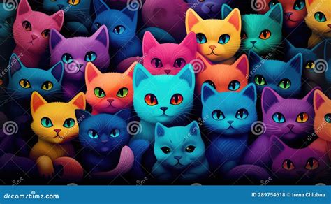 Illustration Of Colourful Cartoon Cats Stock Illustration Illustration Of Decoration Cartoon