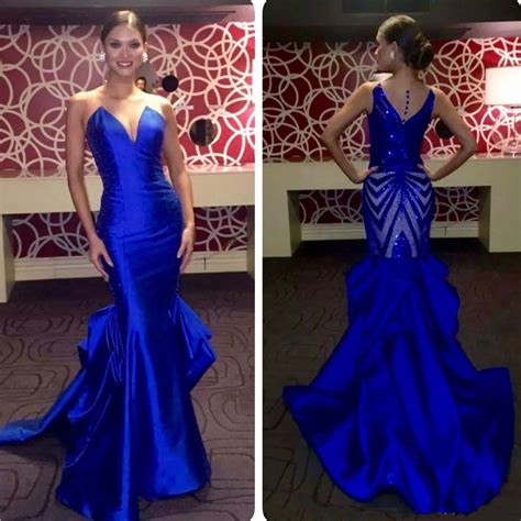 Royal Blue Satin Mermaid Evening Dresses O Neck Sleeveless Tiered